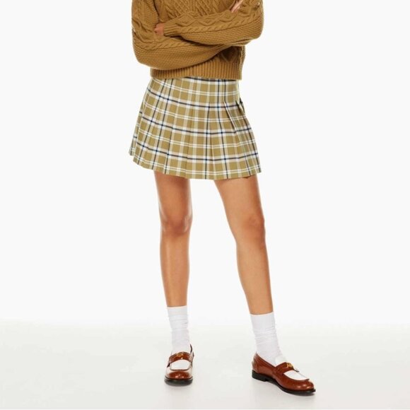 Aritzia Dresses & Skirts - Aritzia Sunday Best Olive Micro Pleated Skirt size 4